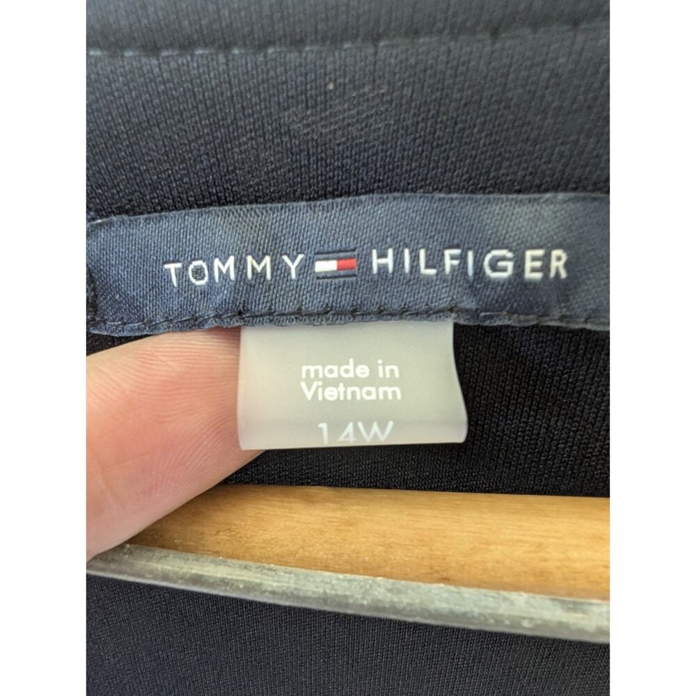 Tommy Hilfiger Paisley Midi Dress Womens 14W Navy Blue Excellent A-Line 3/4 Slee - Picture 5 of 7
